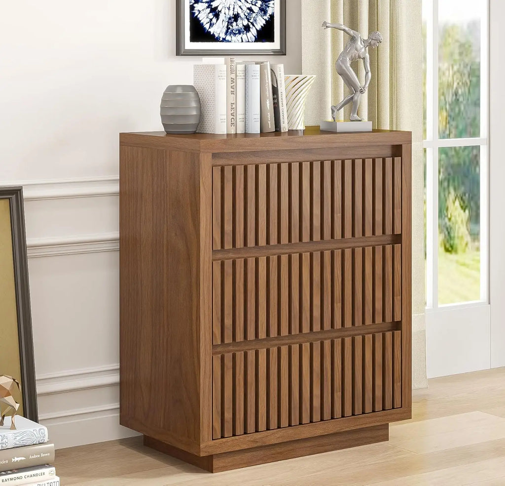 Fluted 9-Drawer Dresser, 58" Wide Vintage Chest of Drawers