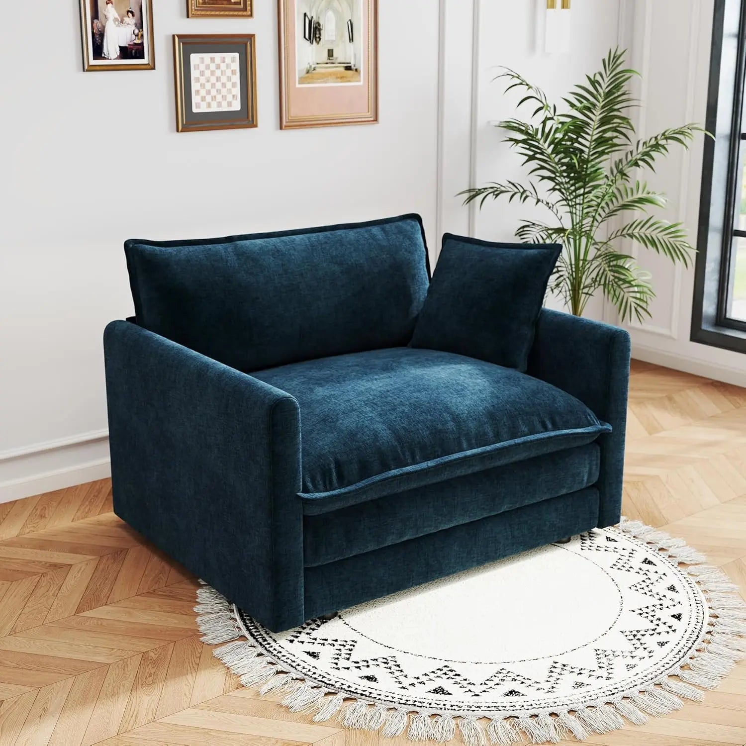41.4" Sofa Cloud Couch, 1-Seat Chenille Deep Seat Pillow