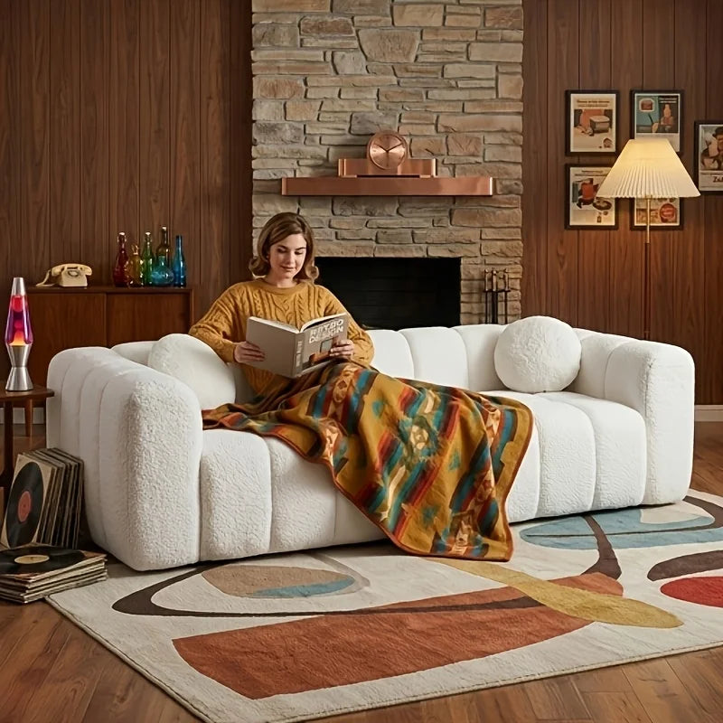 Boneless Cloud Sofa, Fluffy Corduroy, 2 Pillows, Oversized Loveseat