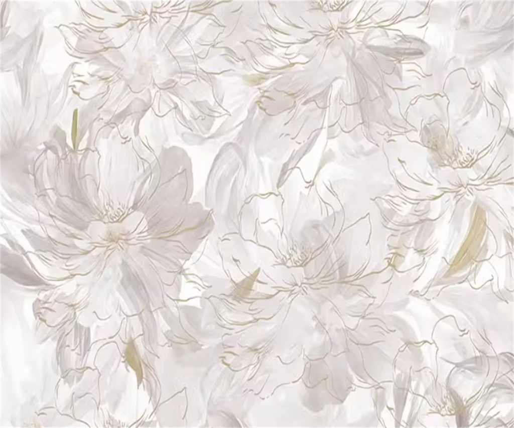 Cream Style Abstract Feather Flower Pattern Wallpaper European Wall mural