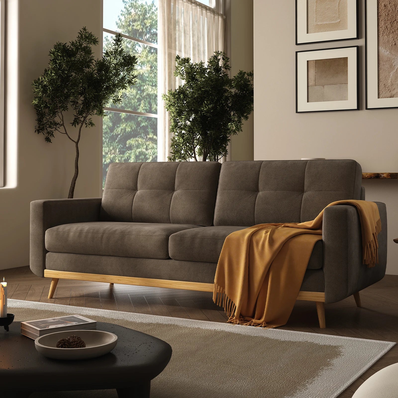 67.7IN Loveseat Sofa Wooden Legs