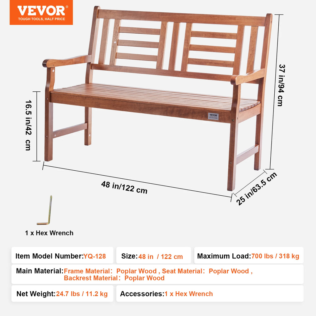 Outdoor Metal Garden Bench 480 lbs Load
