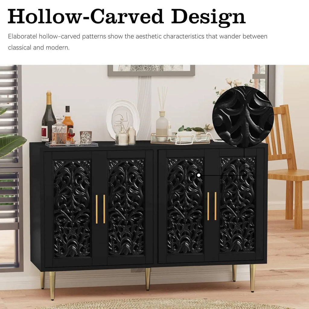 47.8" Accent 4-Door Carving Buffet Cabinet with Storage