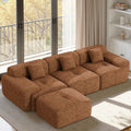 122" L Shaped Boneless Modular Cloud Couch Sectional, Ottoman, 4-Seat