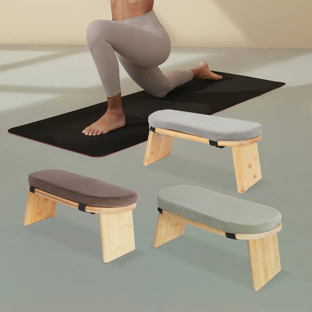 Bymaocar Foldable Kneeling Meditation Bench  Coffee/Gray/Green Color