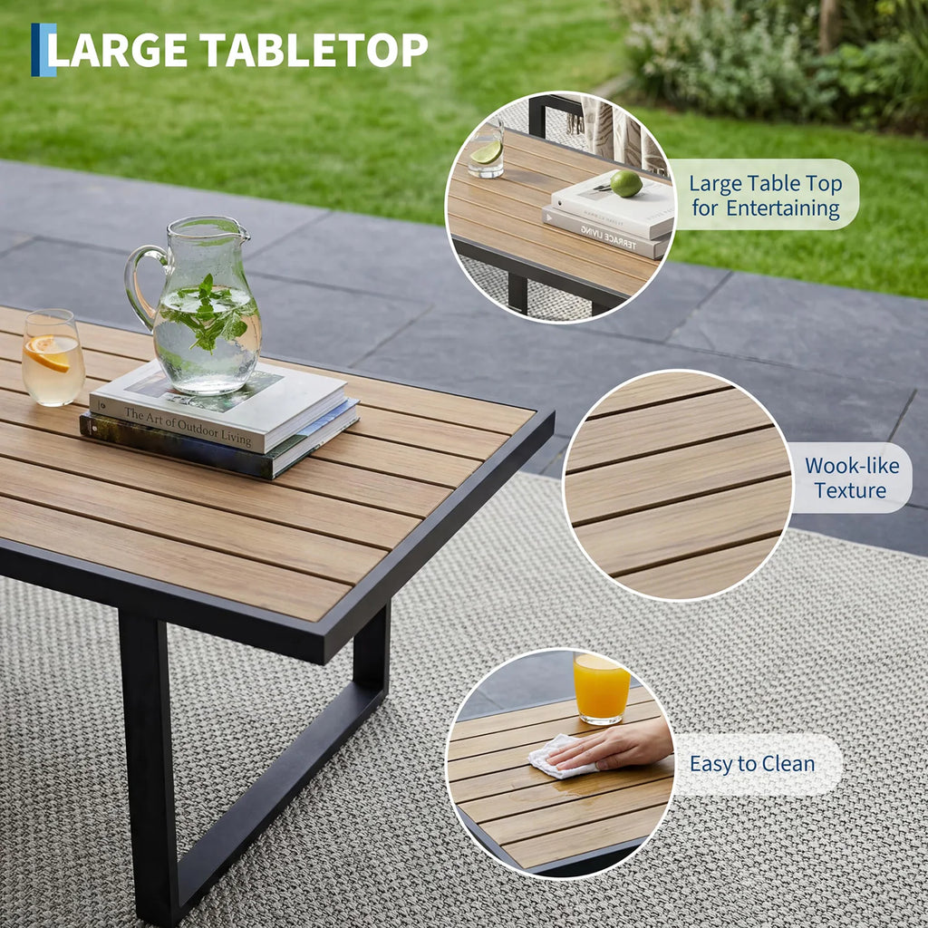 4-Piece Patio Sectional Sofa Set, Coffee Table Thick Washable Cushions