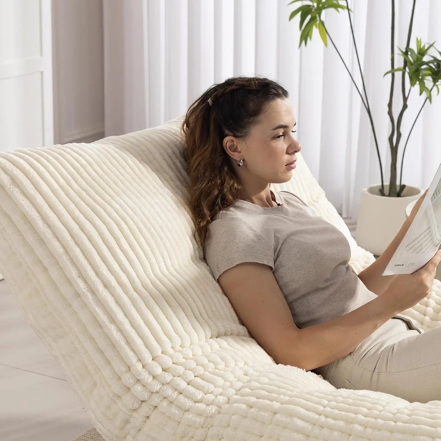Comfy Giant Bean Bag Cloud Chair with Frame for Oversized Beanbag
