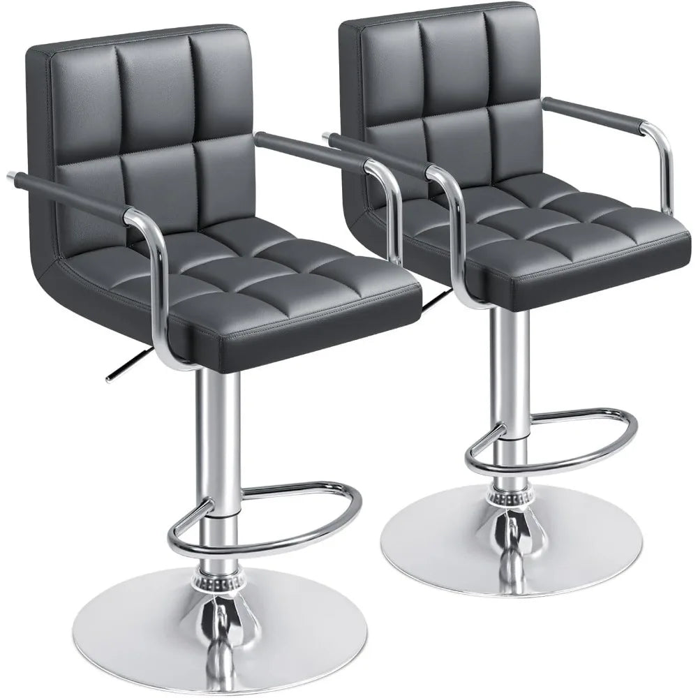 Adjustable Bar Stools Counter Height Set of 2, Swivel