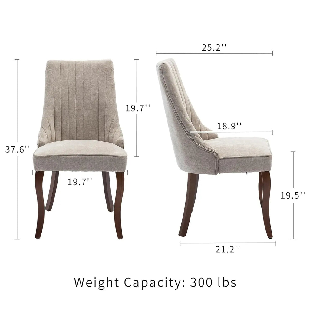 Velvet Upholstered Dining Chairs Set of 6 Wood Legs
