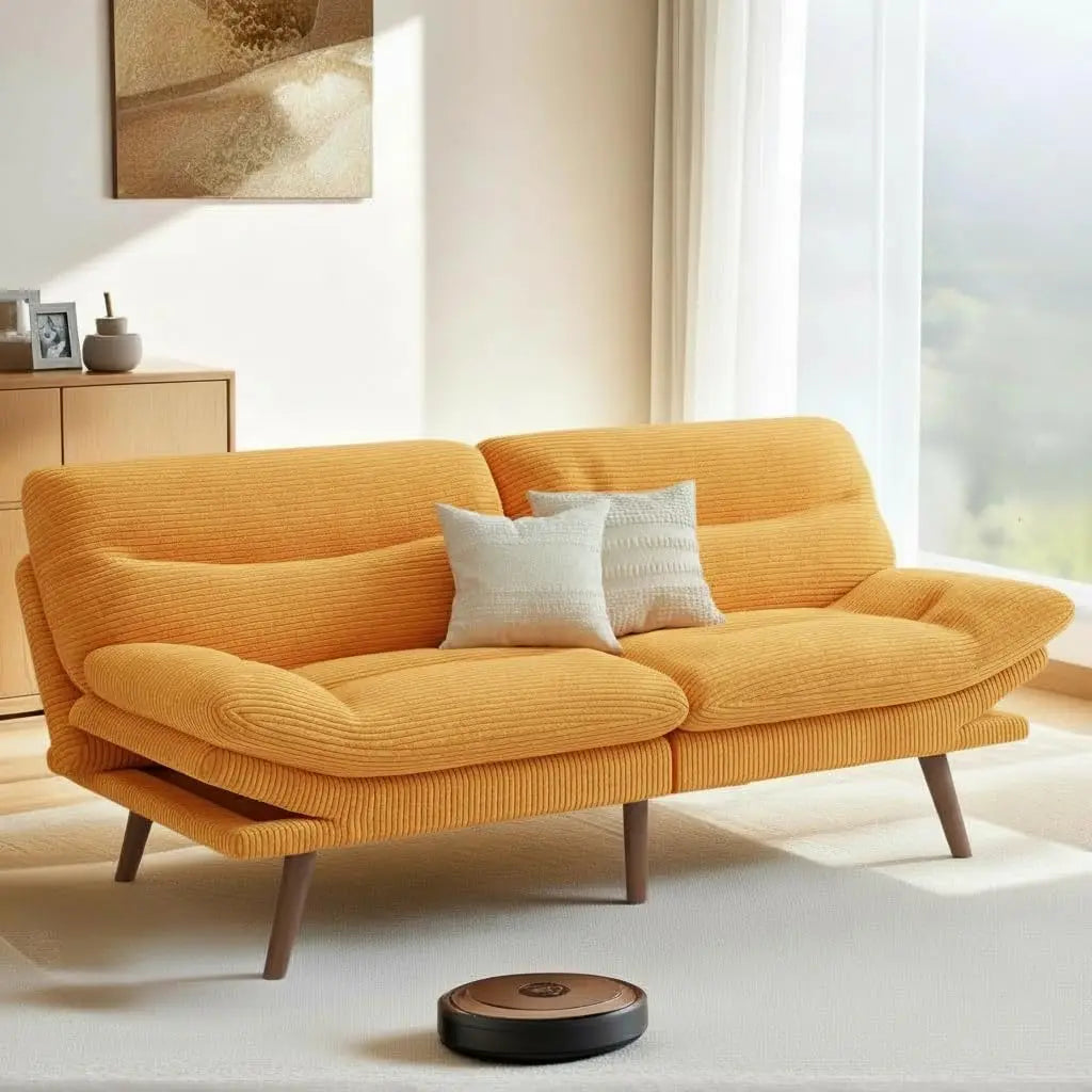 Futon Sofa Recliner Sleeper Bed, 66Inch Corduroy w/Adjustable Backrest and Armrest