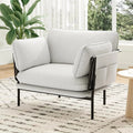 Oversized Accent Chair with Solid Metal Legs, Upholstered Fabric