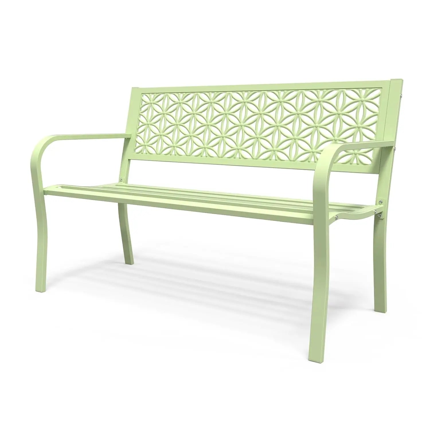 50" Metal Garden Bench Floral Back, 800lb Capacity