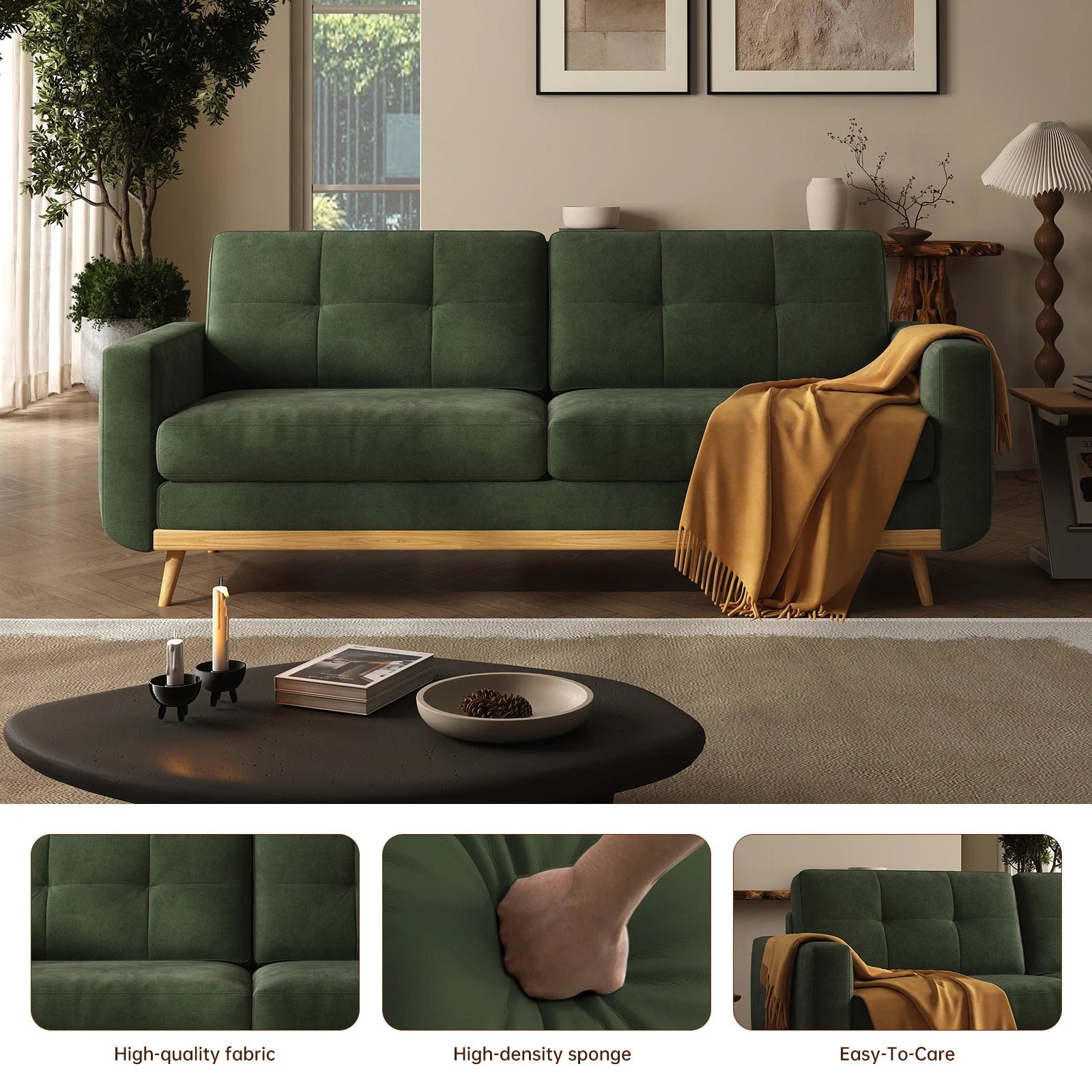 67.7IN Loveseat Sofa Wooden Legs