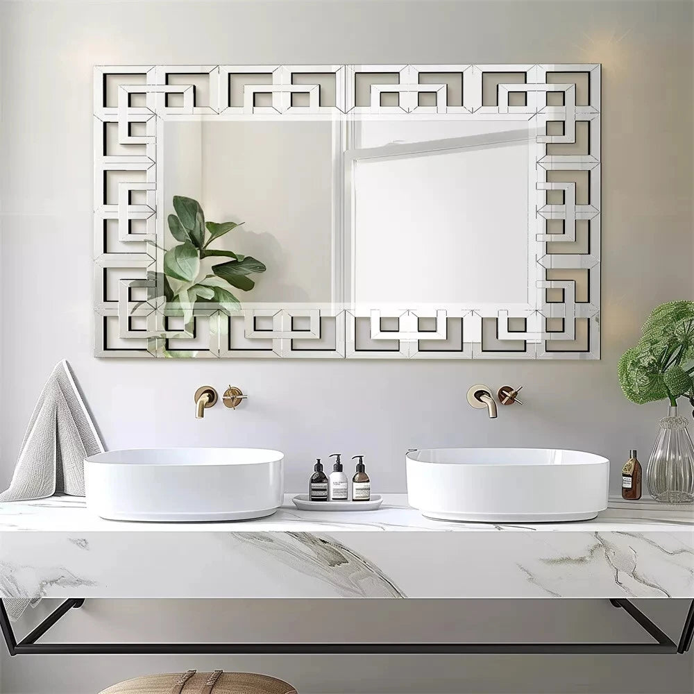 Wisfor 48”×28”Rectangle Grecian Venetian Mirror Sliver Accent.