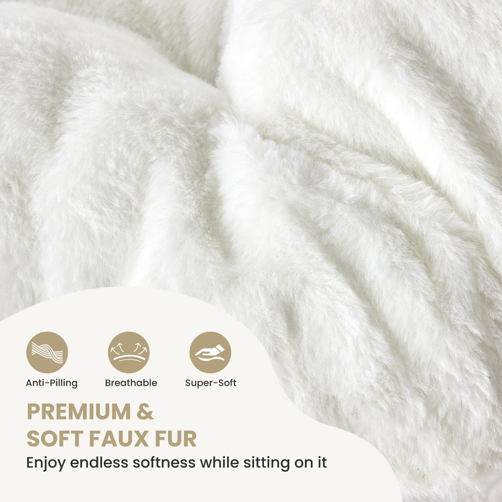 JHK 28IN Saucer Chair Padded Faux Fur Folding Metal Frame