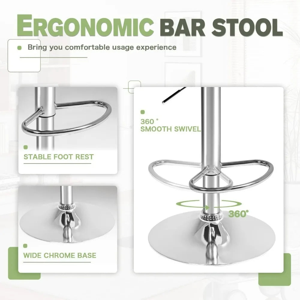 Adjustable Bar Stools Counter Height Set of 2, Swivel