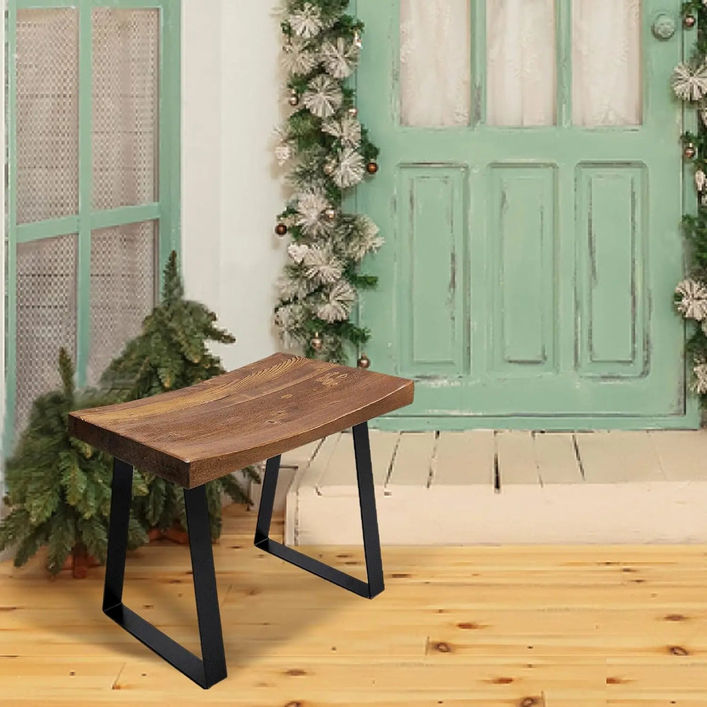 19x12x17 Rustic Solid Wood Bench Side Table Stool, Foot Rest