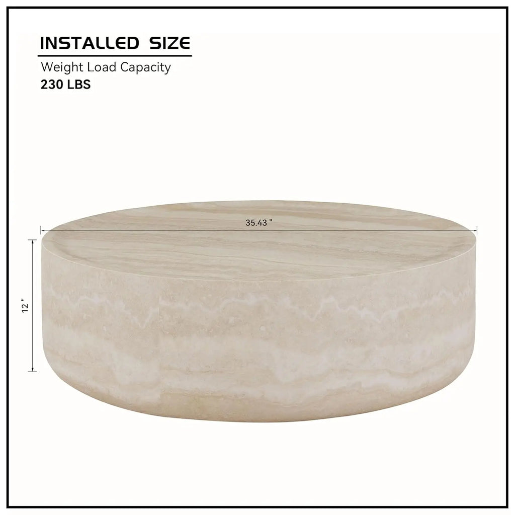 Set of 2 Round Coffee Table, Marble Grain Circke NestingTable