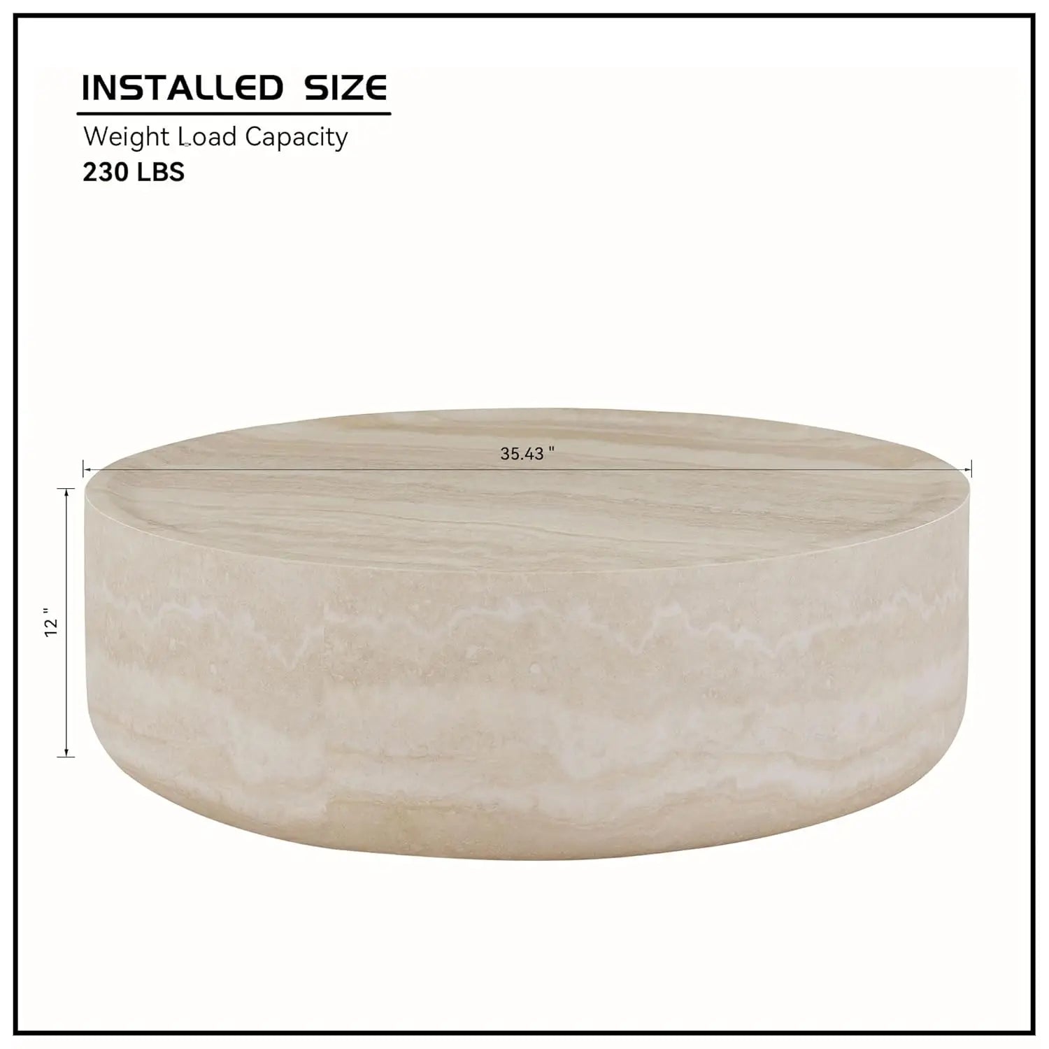 Set of 2 Round Coffee Table, Marble Grain Circke NestingTable