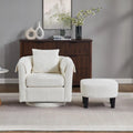 42" Oversized Upholstered Accent Chair, Swivel Barrel Chair, Storage Ottoman