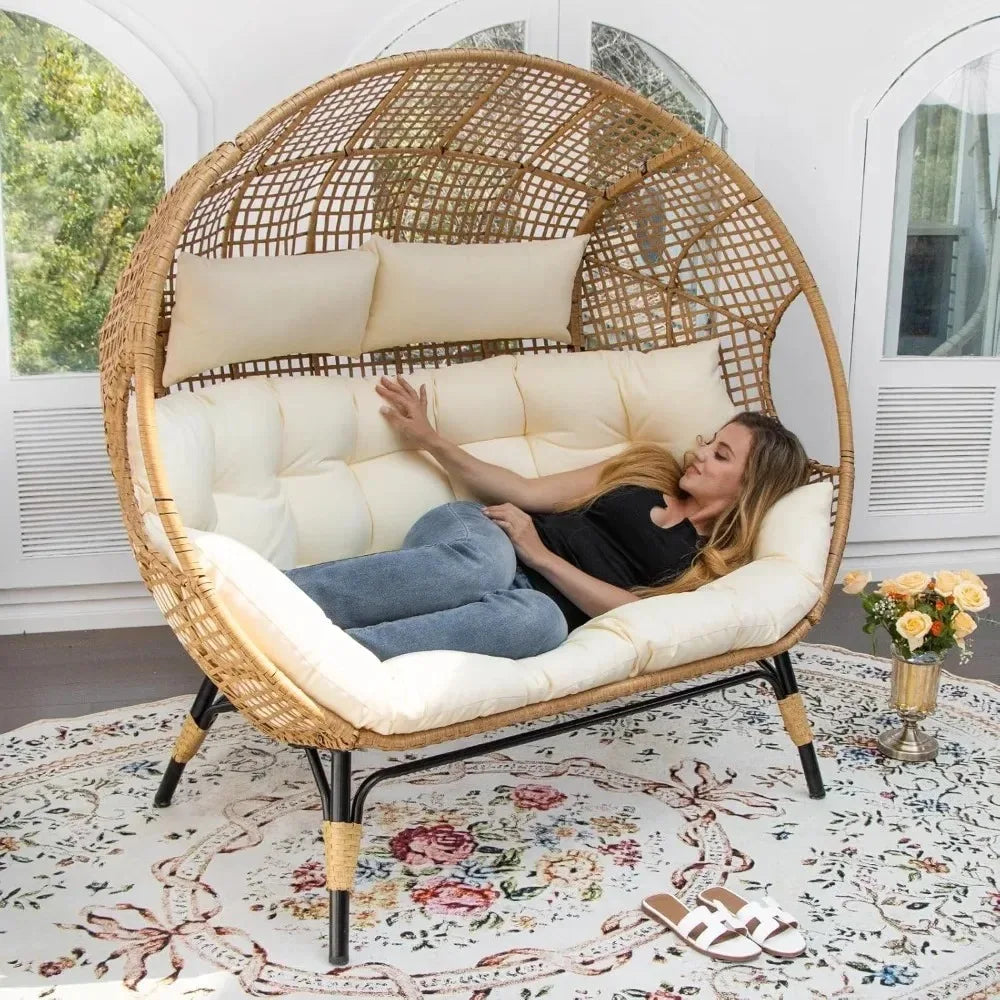 Indoor/Outdoor Stationary Double Egg, 6.5IN Padded Cushions, 680 lbs.