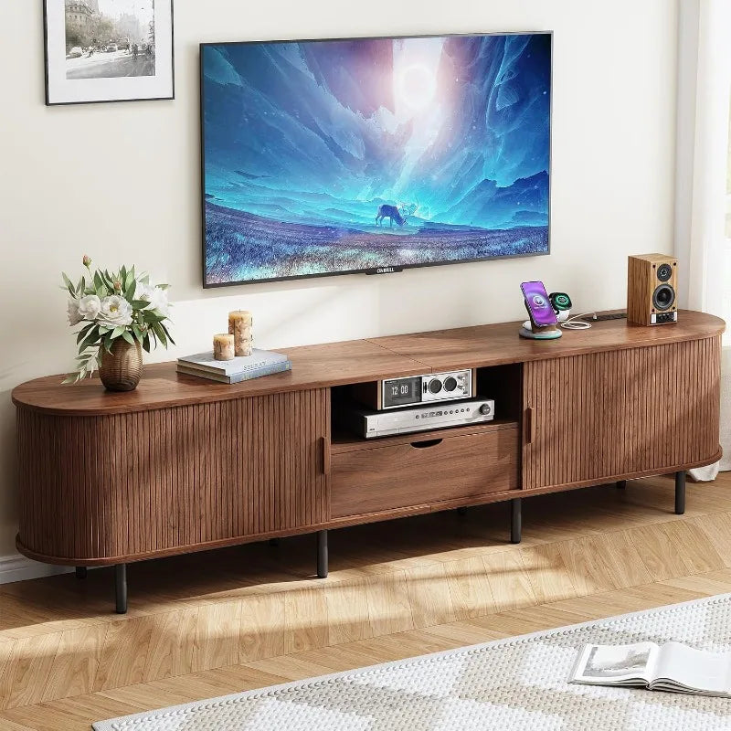 86.6" TV Stand, Power Outlet for TVs up to 90",  Storage,  Drawer