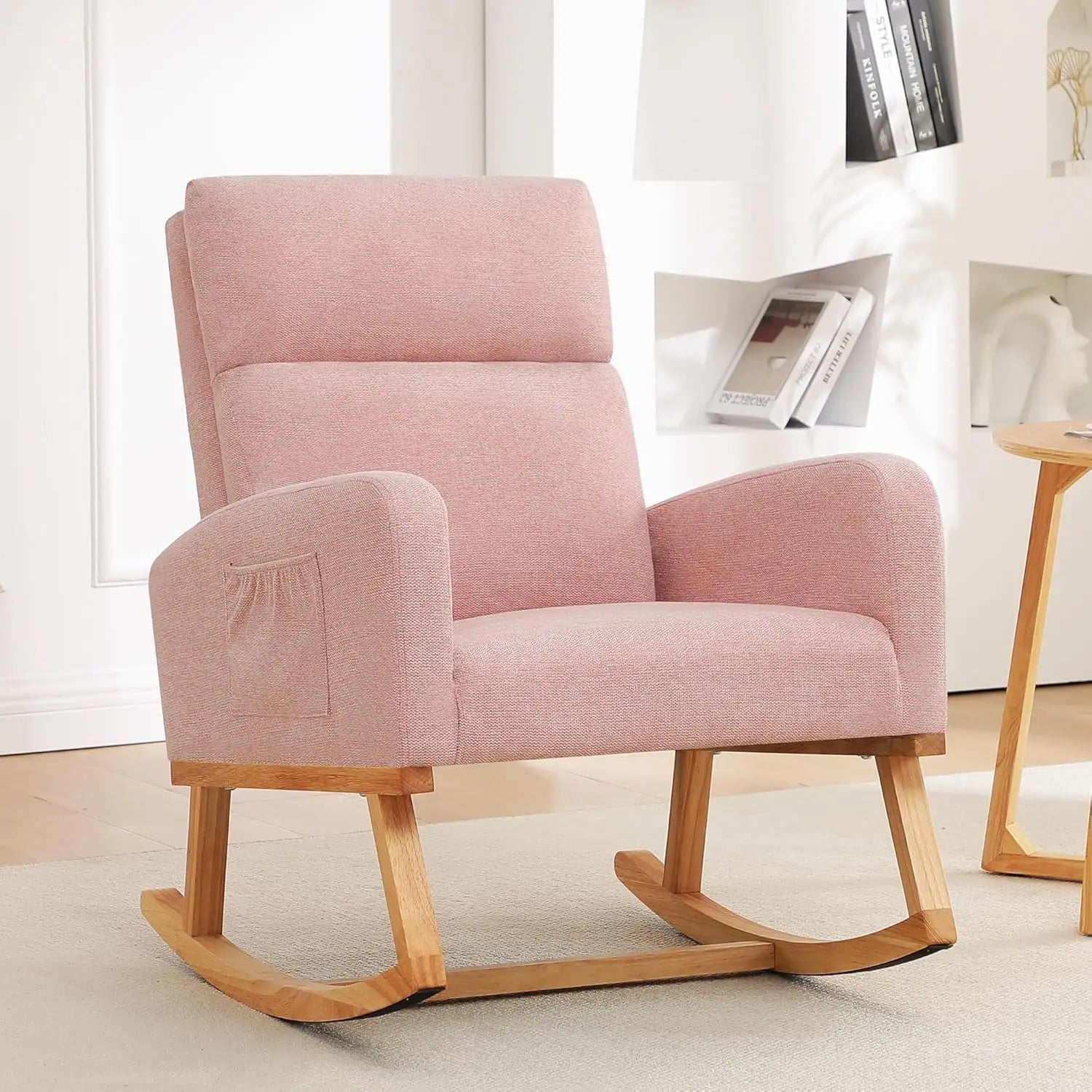 Rocking Chair, Sherpa Armchair with High Backrest