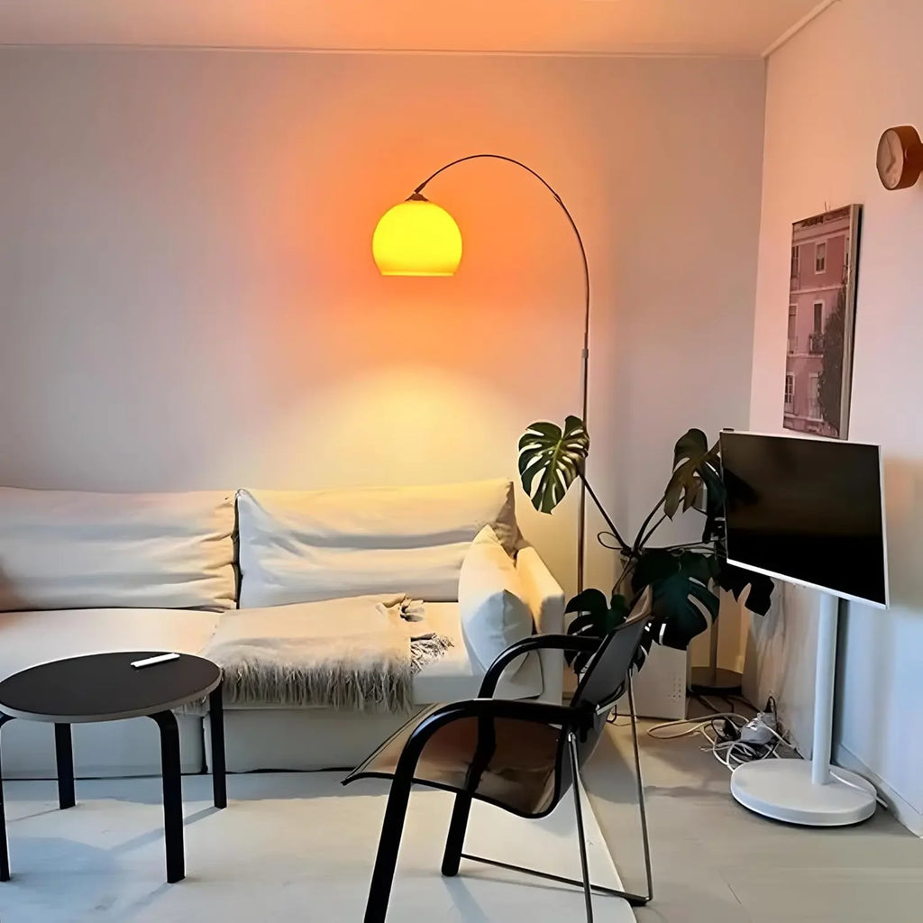Nordic Orange Acrylic Shade Floor Lamp w/Arc