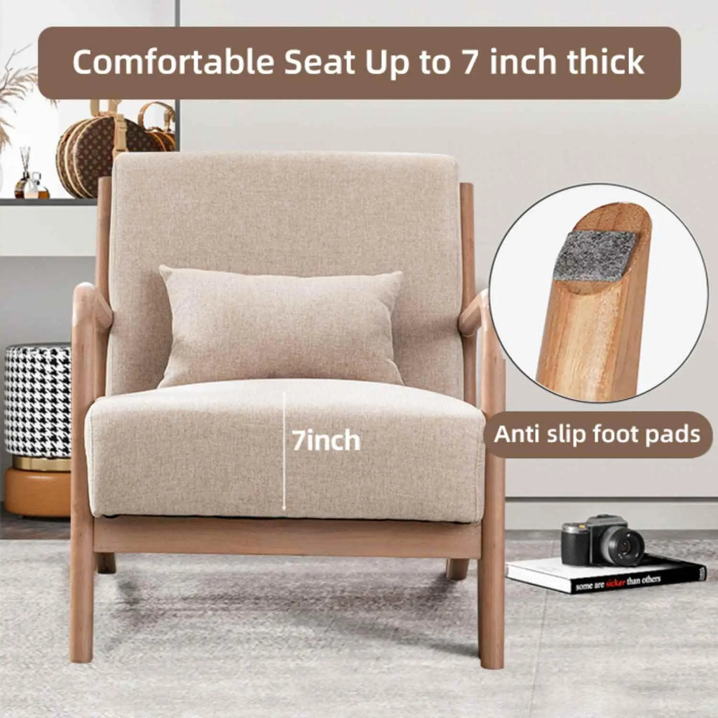Mid-Century Modern Accent Chair Upholstered with Waist Cushion