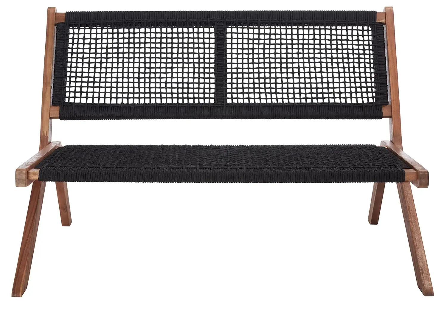 Natural Wood & Rope Foldable Bench Outdoor Patio Garden 48IN