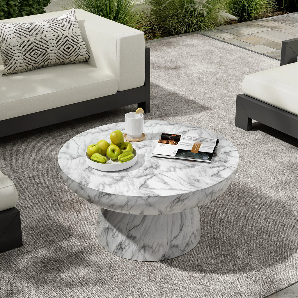 Handcrafted Faux Marble Coffee Table Indoor/Outdoor No Assembly