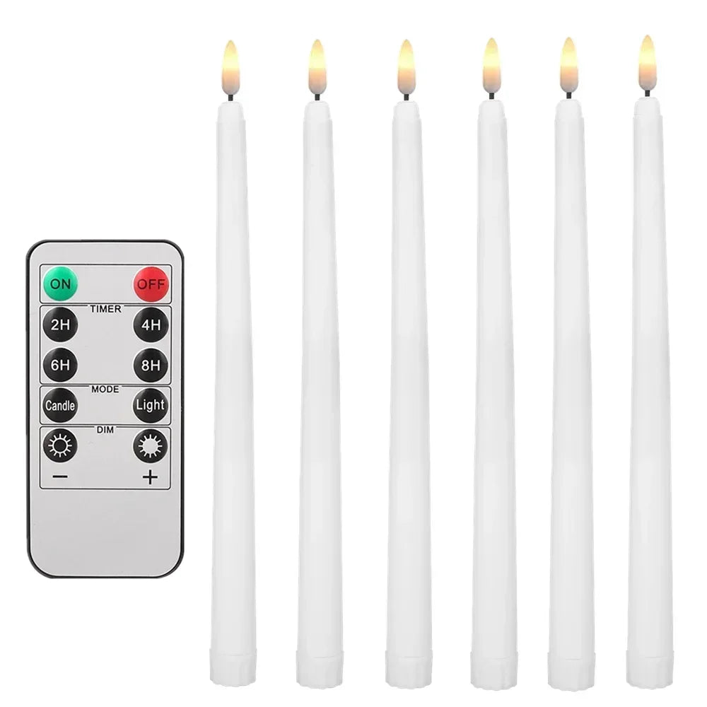 Pack of 12/24Pc LED Flameless Flickering Taper Candles, Remote Battery