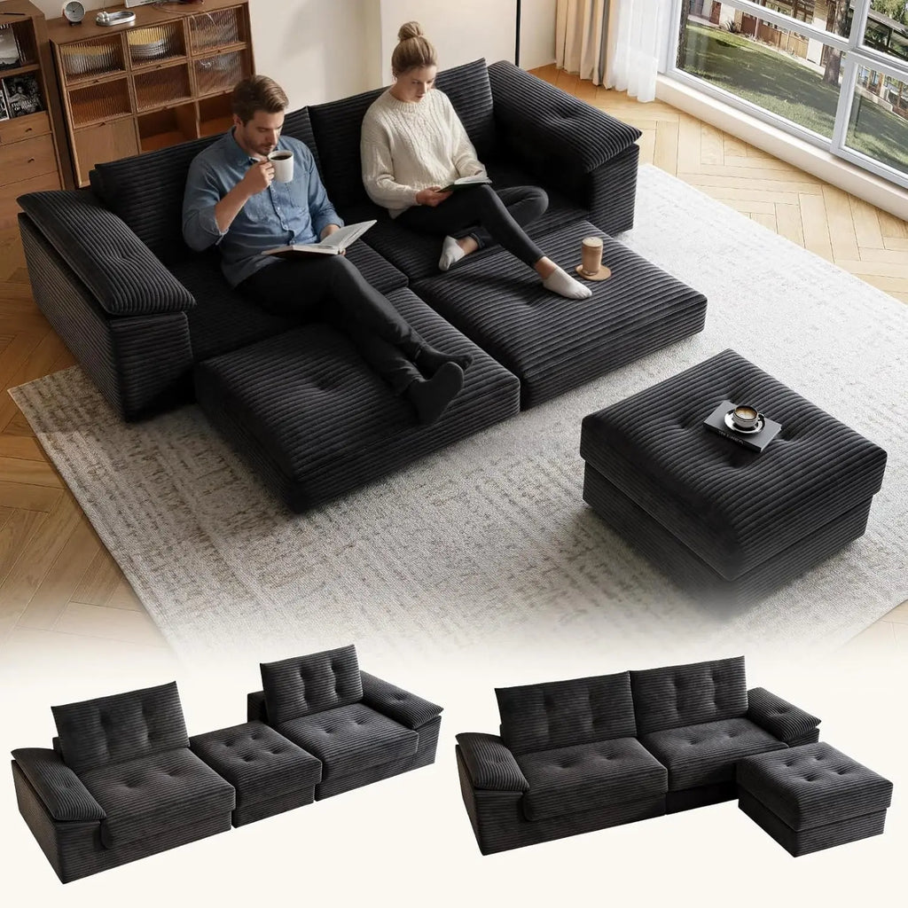 Compressed Convertible Sofa Bed, Thick Corduroy Fabric