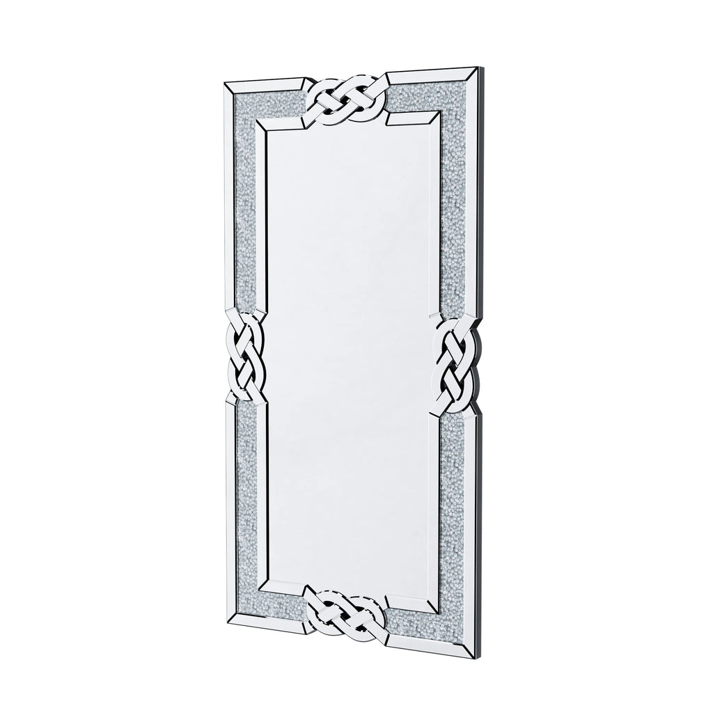 Wisfor Crushed Diamond Wall Mirror Rectangular Glass Silver Inlay Edge,
