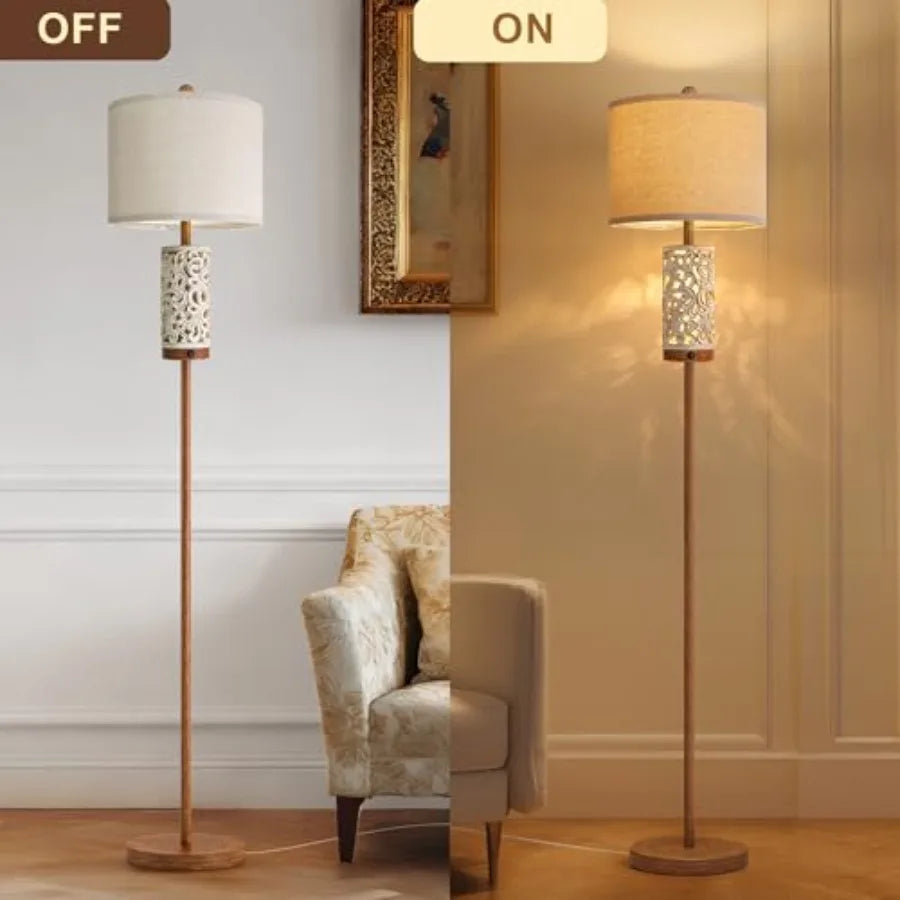 65" Tall Floor Lamp w/Night Light, Vintage Standing Lamp