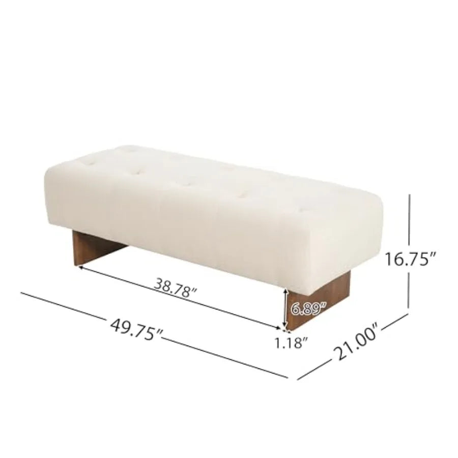 Yvone 49IN Upholstered Ottoman Bench, Wooden