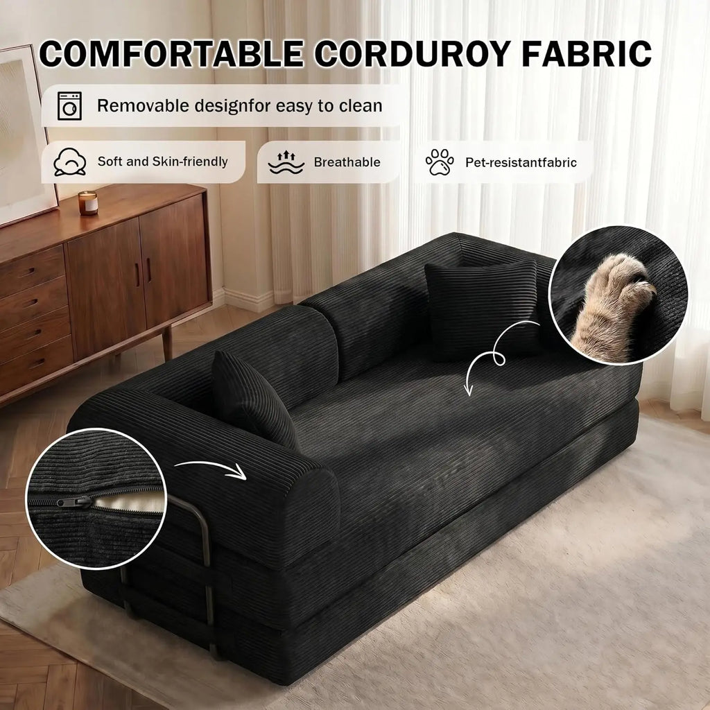 79IN 5-in-1 Folding Sleeper Sofa Bed, Corduroy, Modular