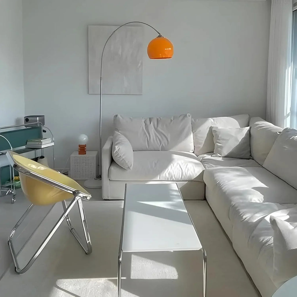 Nordic Orange Acrylic Shade Floor Lamp w/Arc
