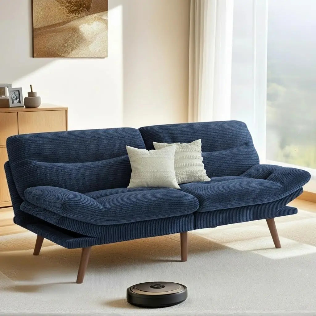 Futon Sofa Recliner Sleeper Bed, 66Inch Corduroy w/Adjustable Backrest and Armrest
