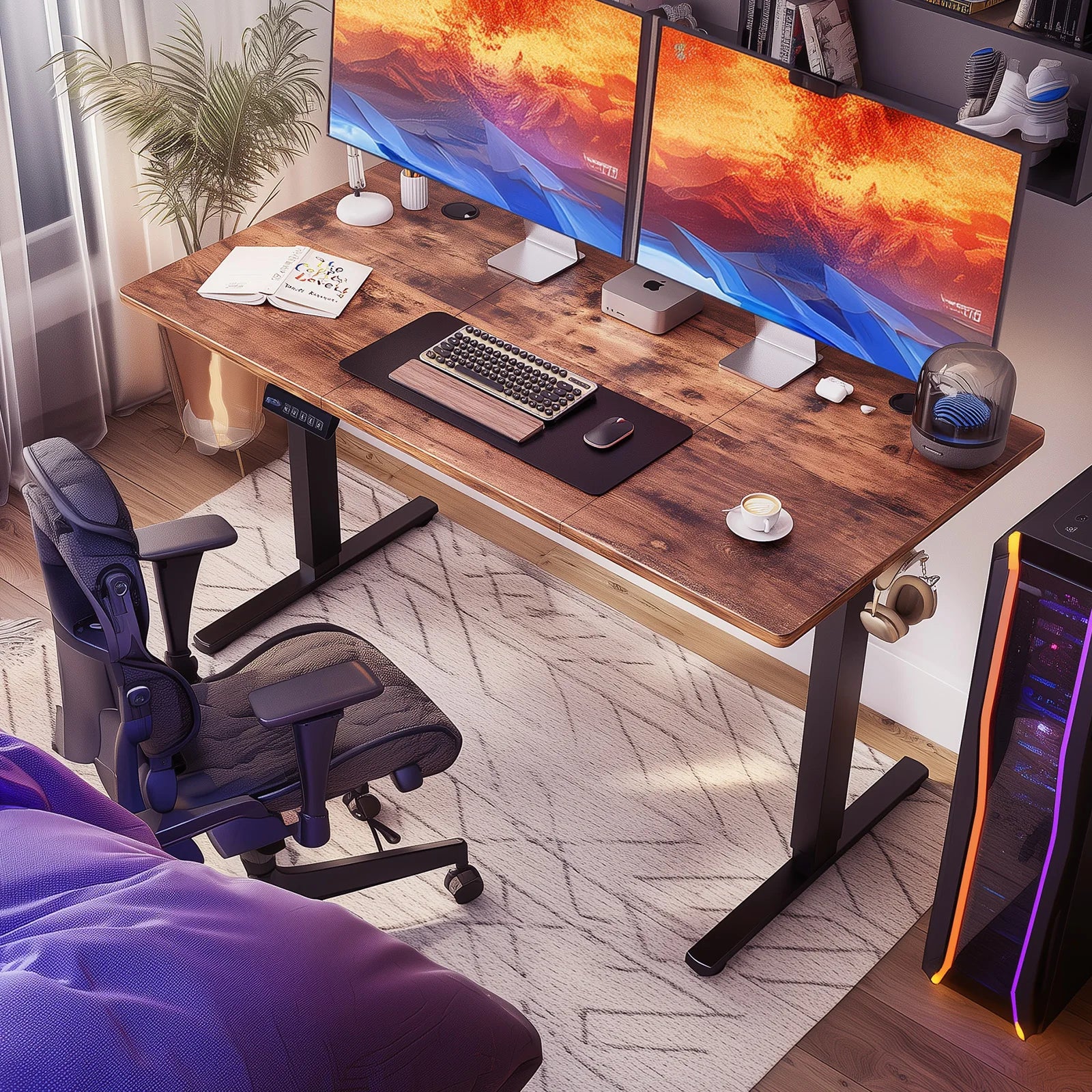 JHK 63INx24IN Electric Ergonomic Height Adjustable Standing/Sitting Desk
