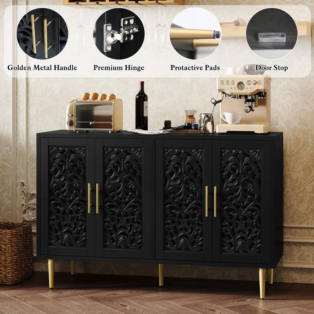 47.8" Accent 4-Door Carving Buffet Cabinet with Storage