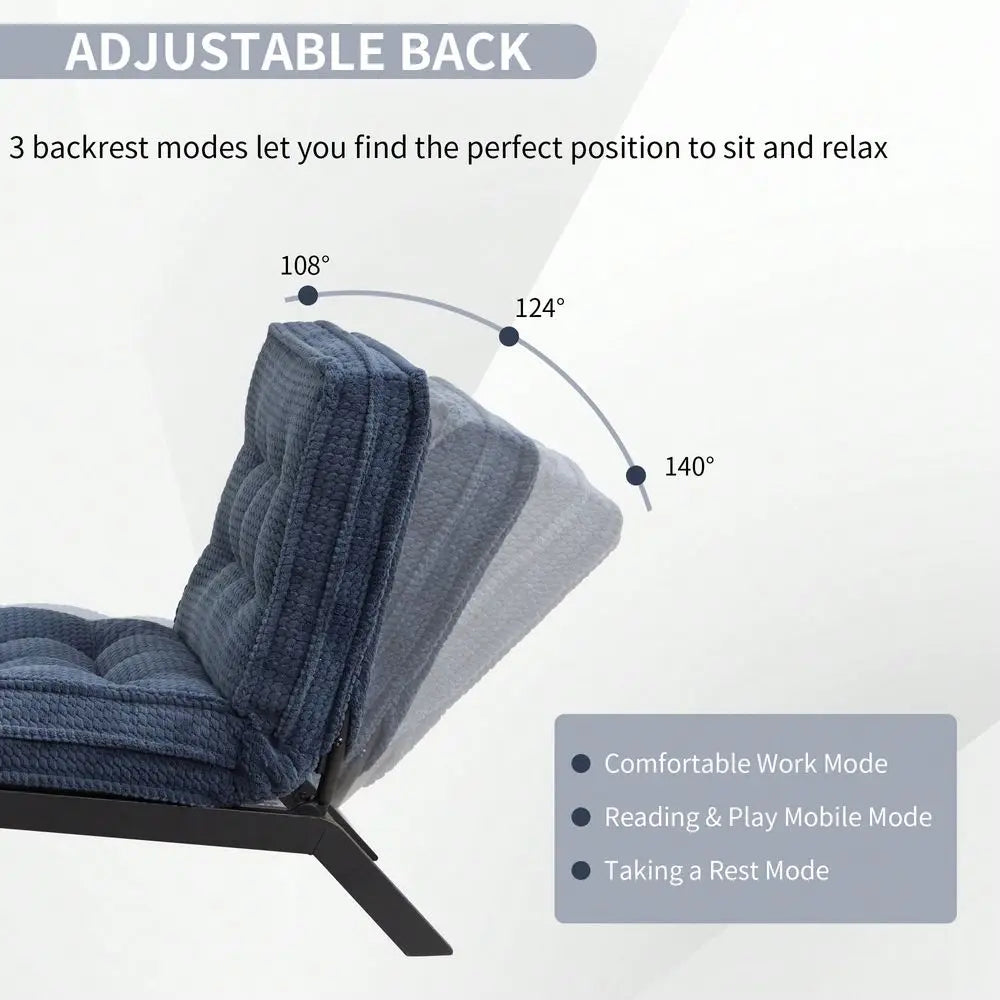 Armless Lounge Chair, Ottoman, Comfortable Padded Seat, Wood Legs