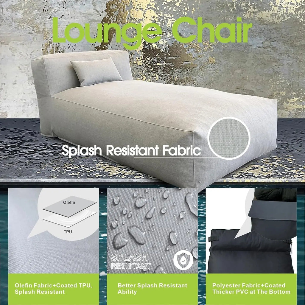 70" Bean Bag Lounger Chair for Sunbathing Tanning Water-Resistant