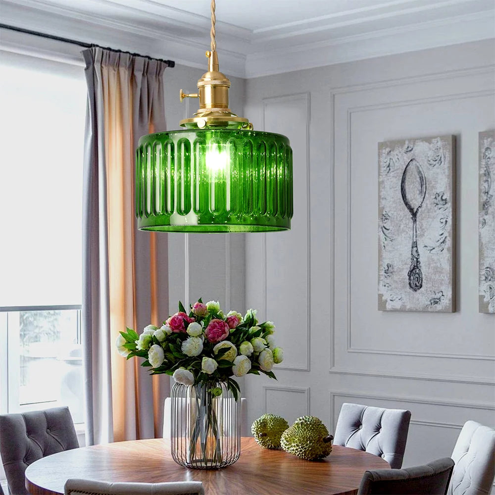 LED Crystal Pendant Light Green Chandelier Modern Hanging Ceiling Lamp