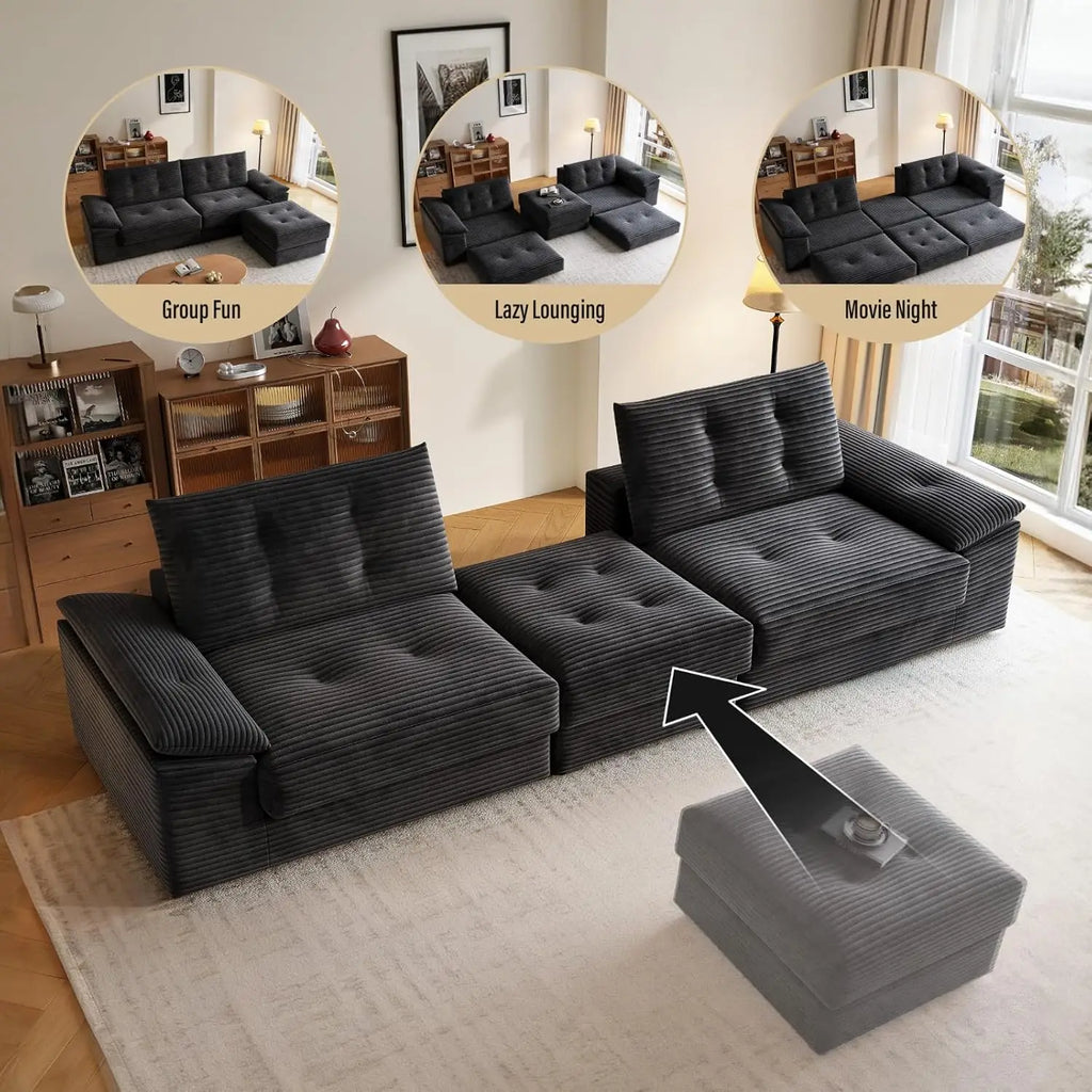 Compressed Convertible Sofa Bed, Thick Corduroy Fabric
