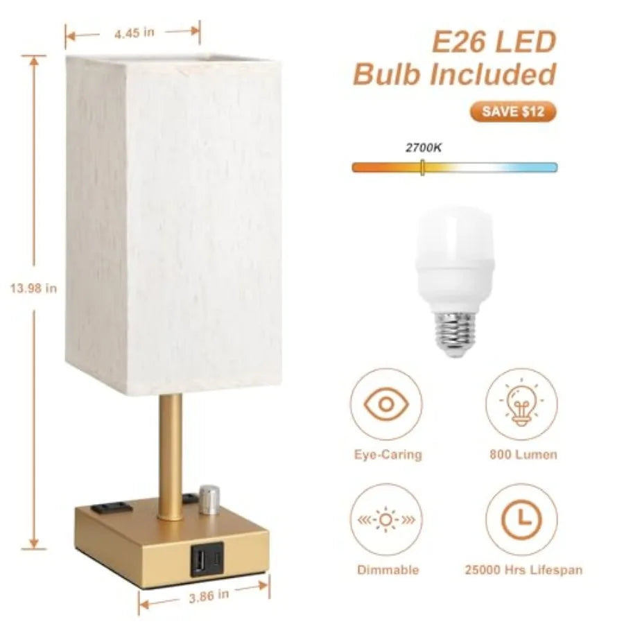 Fully Dimmable Set-of-2 Nightstand Lamps