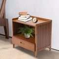 Nightstand Drawer And Open Shelf, Bamboo Cabinet
