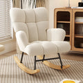 Rocking Chair Leisure Chair, High-Back Armchair with Padded Seat, Velvet Fabric, Solid Wood, Soft-Covered Rocking Chair for Office