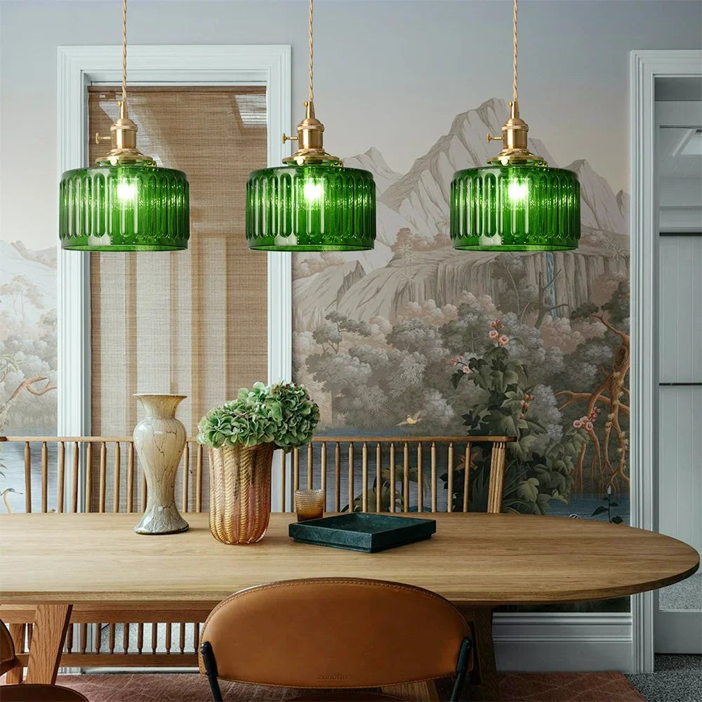 LED Crystal Pendant Light Green Chandelier Modern Hanging Ceiling Lamp