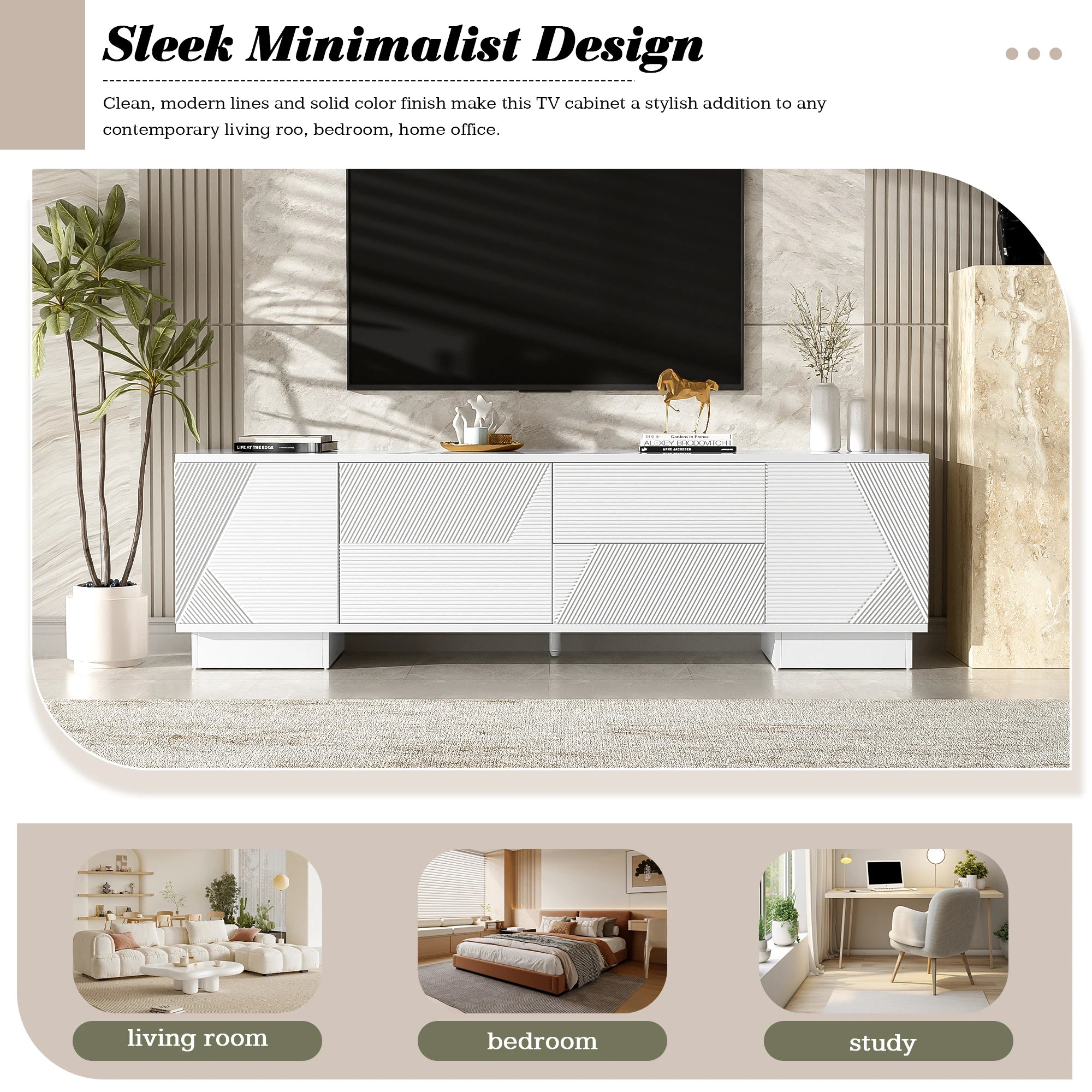 70.8'' TV Stand for up to 75IN TVs, Storage Cabinets, 4 Drawers